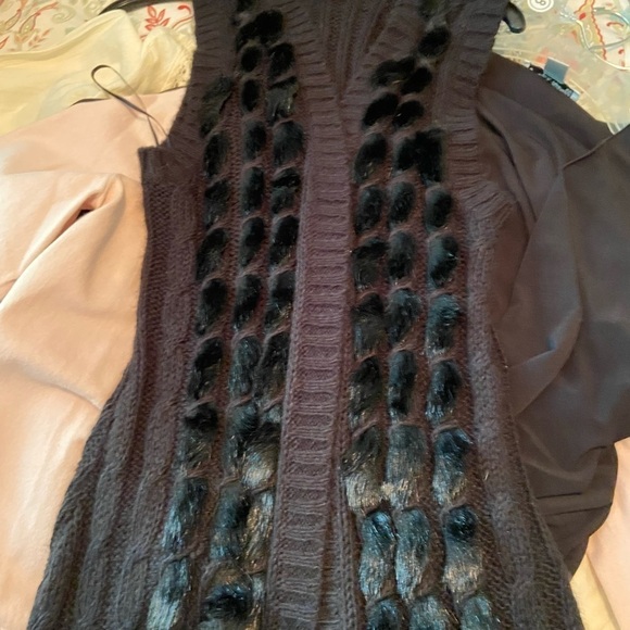 Cache XS sleeveless sweater duster with faux fur - Picture 3 of 5